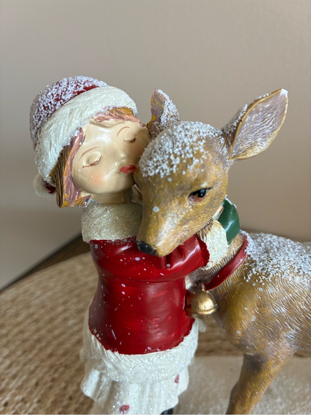 Hobby Lobby Girl Hugging/Kissing Deer Holiday Figurine - Picture 4 of 13
